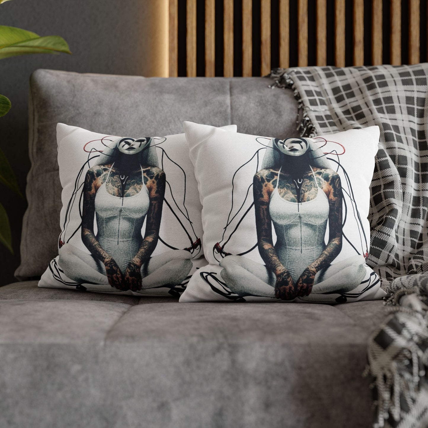 Unique Artistic Pillowcase with Futuristic Design, Decorative Cushion Cover for Home Decor, Gift for Art Lovers, Cozy Living Room Accessory
