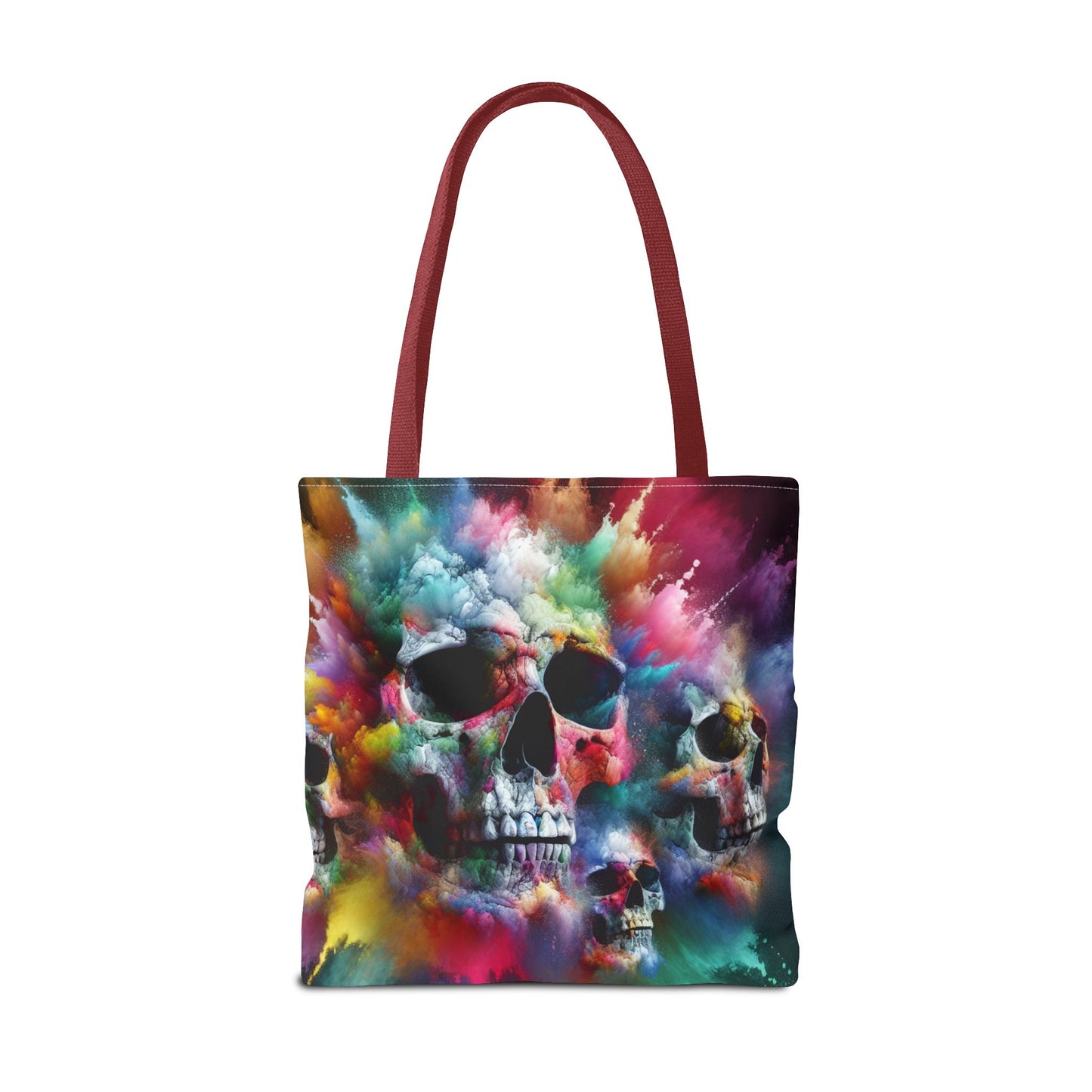 Colorful Skull Tote Bag - Artistic AOP Design, Perfect for Festivals, Everyday Use, Gift for Art Lovers, Boho Vibes