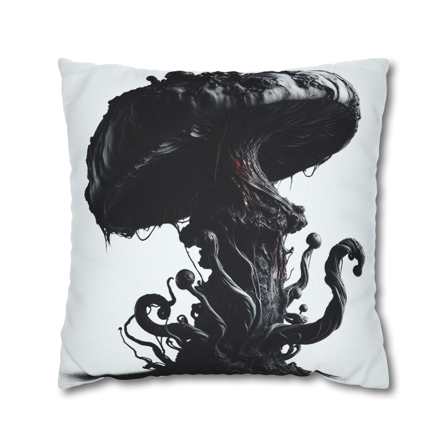 Gothic Mushroom Pillowcase | Dark Art Decor, Home Accent, Unique Gift, Black and White Throw Pillow, Living Room Decor