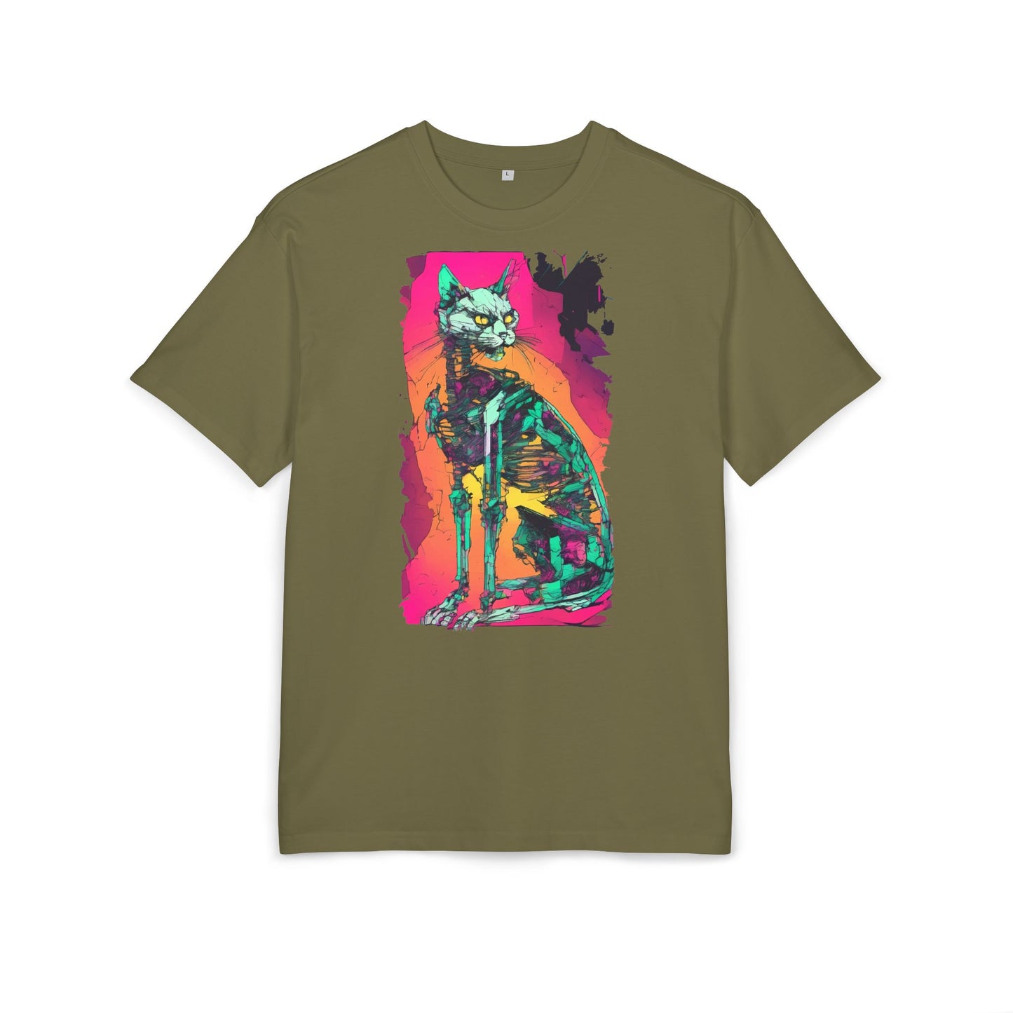 Vibrant Cat Art Tee, Unisex Oversized T-Shirt, Colorful Pet Lover Gift, Unique Graphic Shirt, Casual Everyday Wear