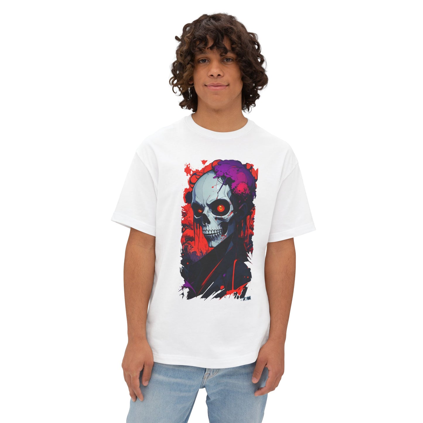 Edgy Skull Graphic Tee, Oversized T-Shirt for Casual Wear, Halloween Costume, Streetwear Fashion, Unisex Gift Idea