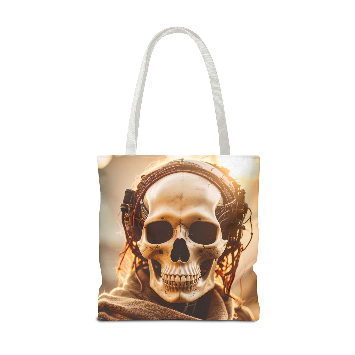 Skull Headphones Tote Bag | Unique Shopping Bag, Gothic Fashion, Music Lover Gift, Festival Accessory, Halloween Decor