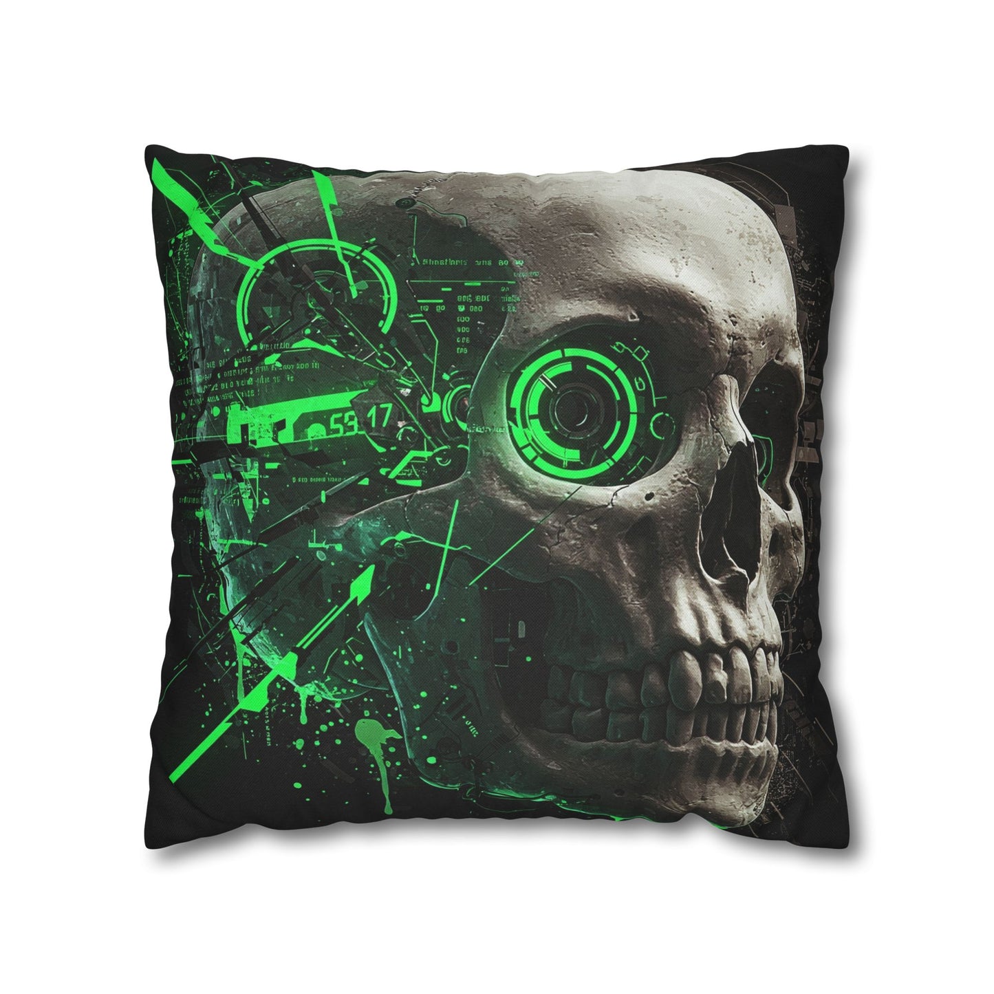 Futuristic Skull Pillowcase - Edgy Home Decor, Gothic Accessories, Cyberpunk Living Room, Halloween Decorations, Unique Gift Idea