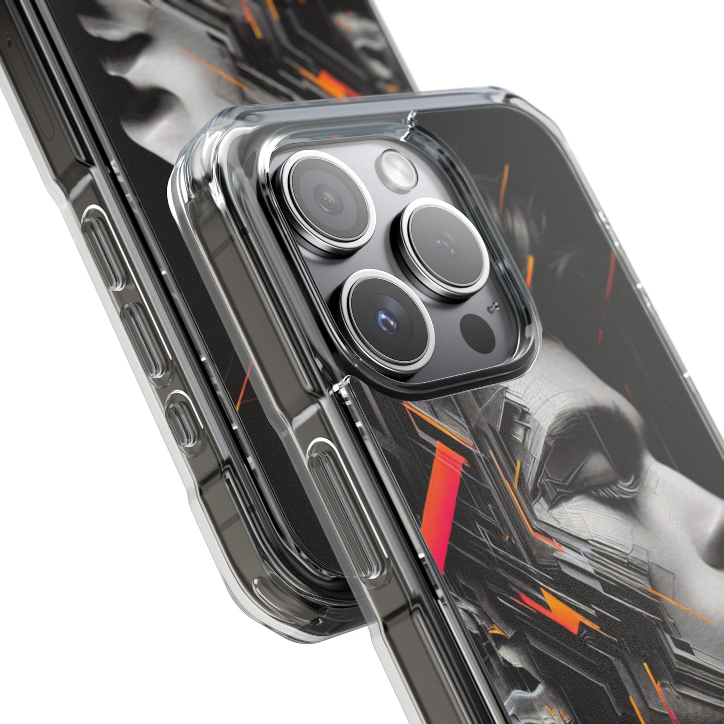 Magnetic Clear Impact Cases with Abstract Graphic, Stylish Phone Protection, Modern Gift for Tech Lovers, Unique Case