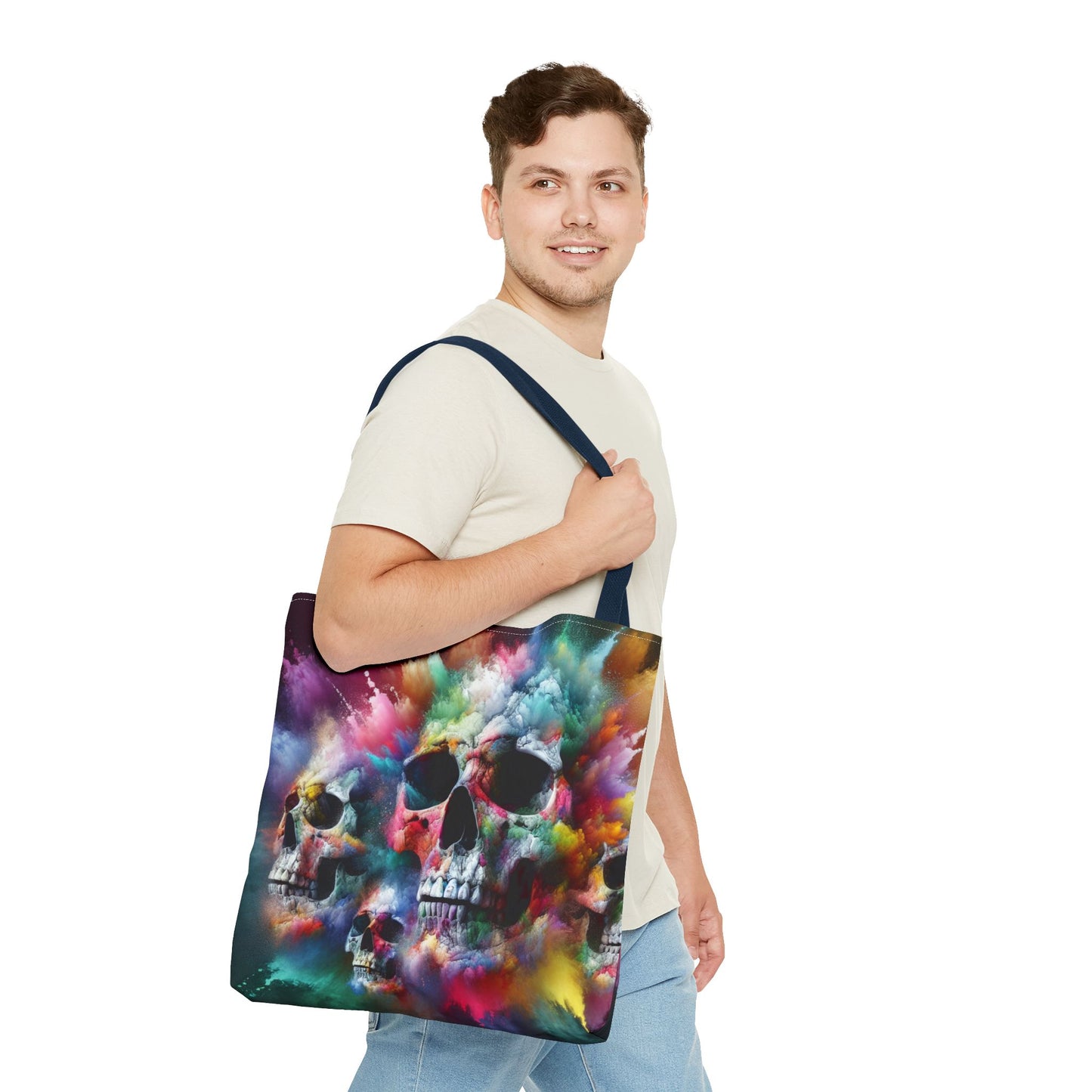 Colorful Skull Tote Bag - Artistic AOP Design, Perfect for Festivals, Everyday Use, Gift for Art Lovers, Boho Vibes