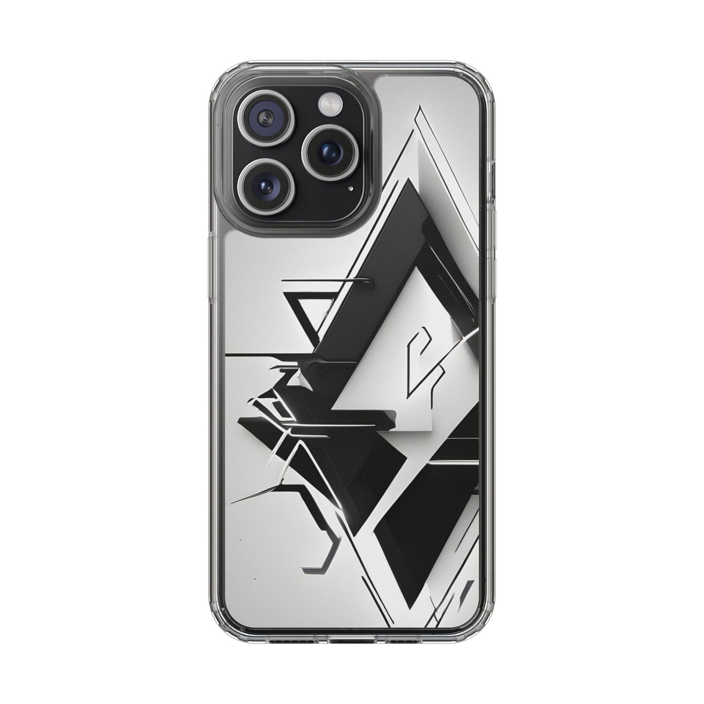 Clear Phone Case with Abstract Edgy Design Print
