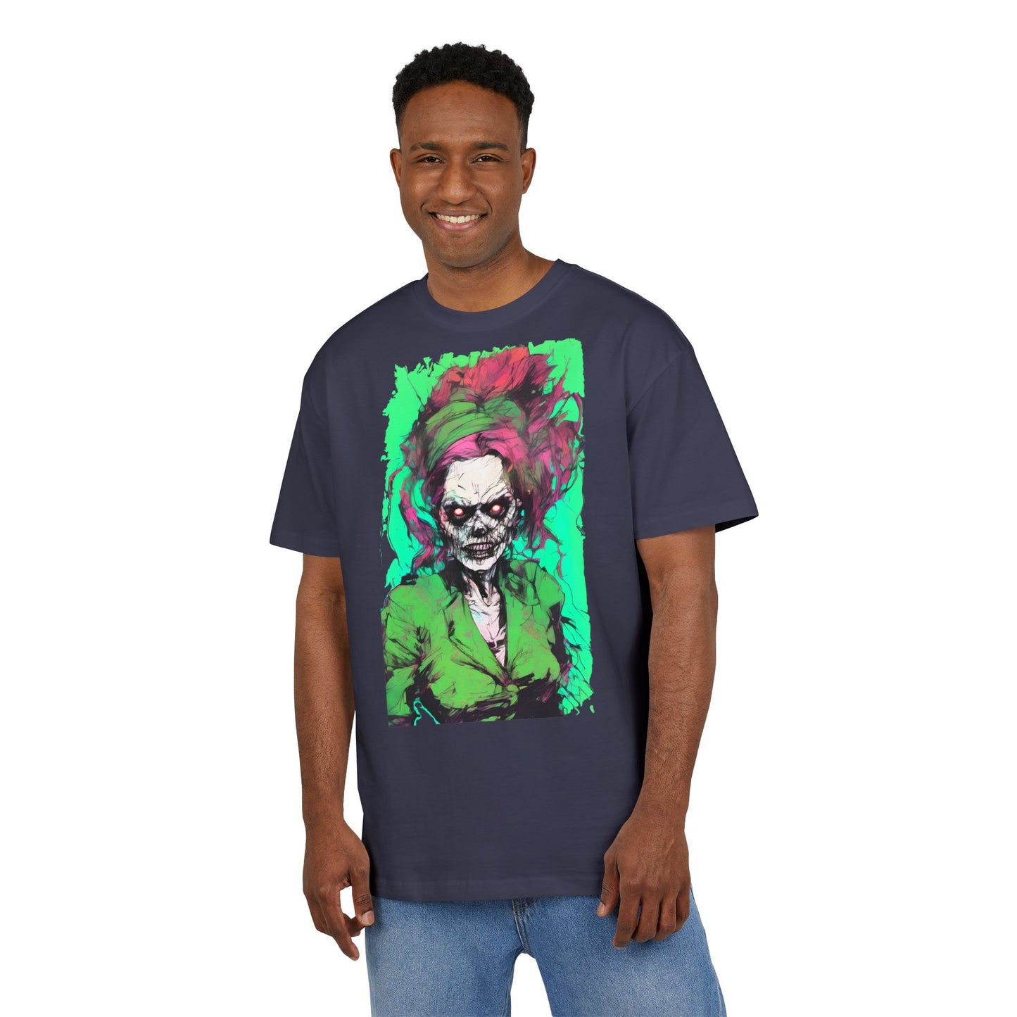 Vibrant Skull Art Oversize Tee, Unisex Graphic Tee, Edgy Streetwear Shirt, Perfect for Halloween, Gift for Art Lovers, Casual Comfort