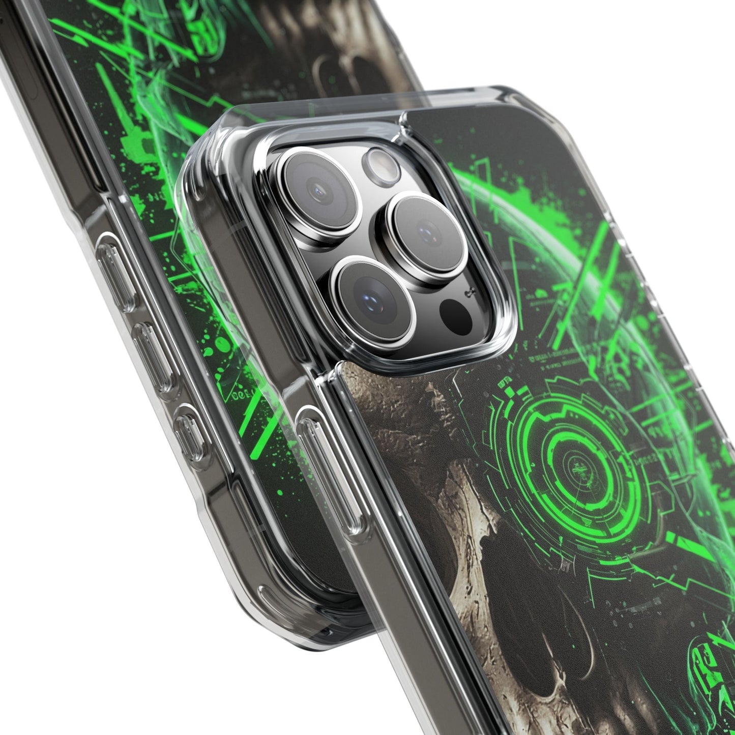 Skull Graphic Phone Case - Magnetic Clear Impact Cases, Skull Design, Unique Phone Protection, Edgy Gift for Tech Lovers