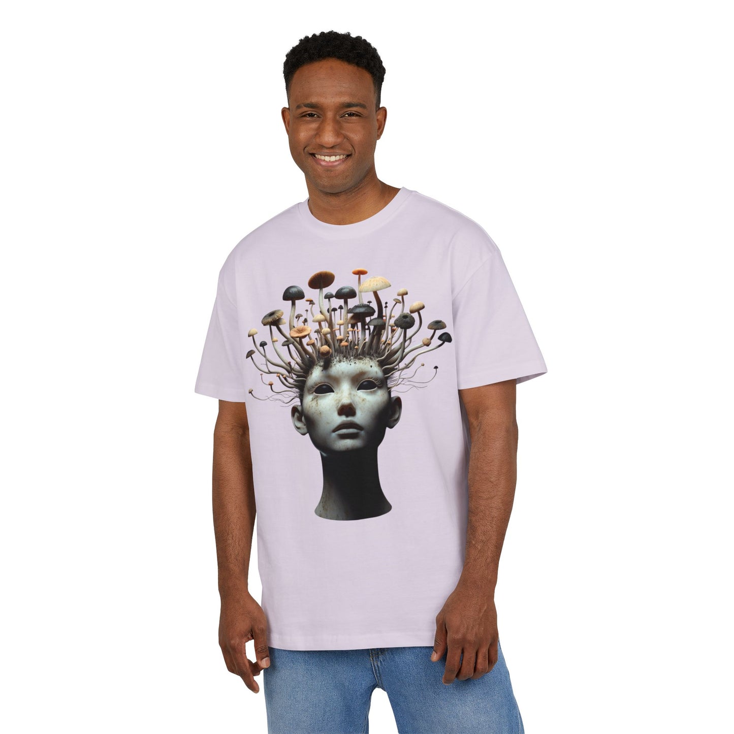 Unisex Heavy Oversize Tee - Artistic Mushroom Graphic Tee
