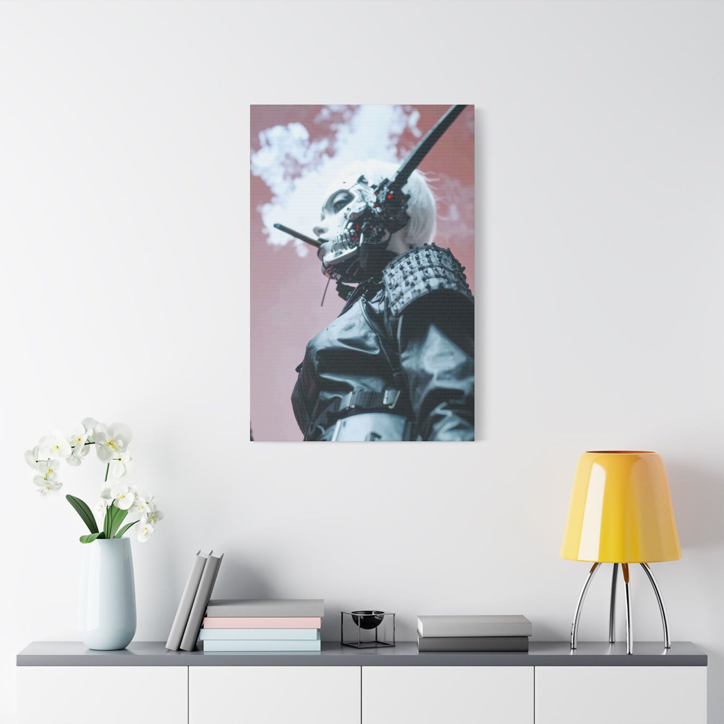 Futuristic Canvas Art, Cyberpunk Wall Decor, Modern Home Aesthetic, Unique Gift for Tech Lovers, Statement Piece for Any Room