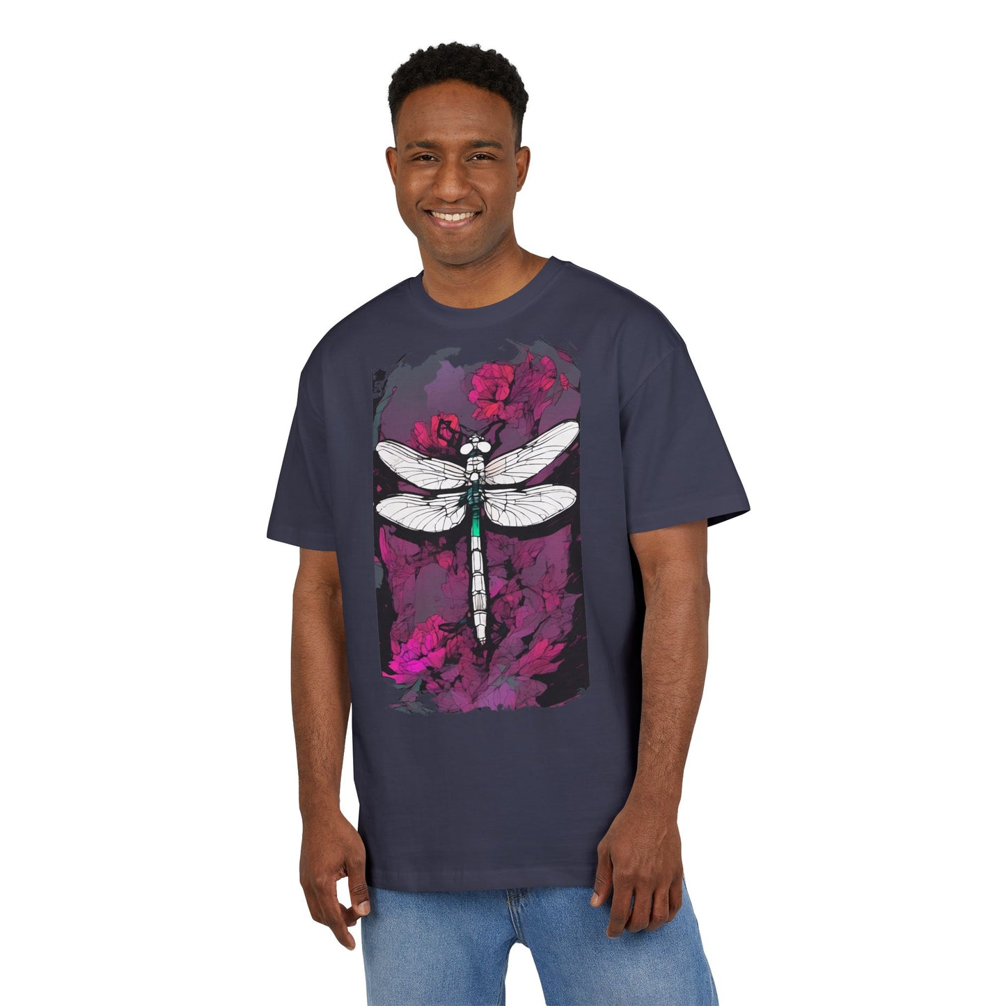 Dragonfly Art Unisex Heavy Oversize Tee, Nature Lover Shirt, Gift for Her, Artistic Tee, Summer Fashion, Relaxed Fit Clothing
