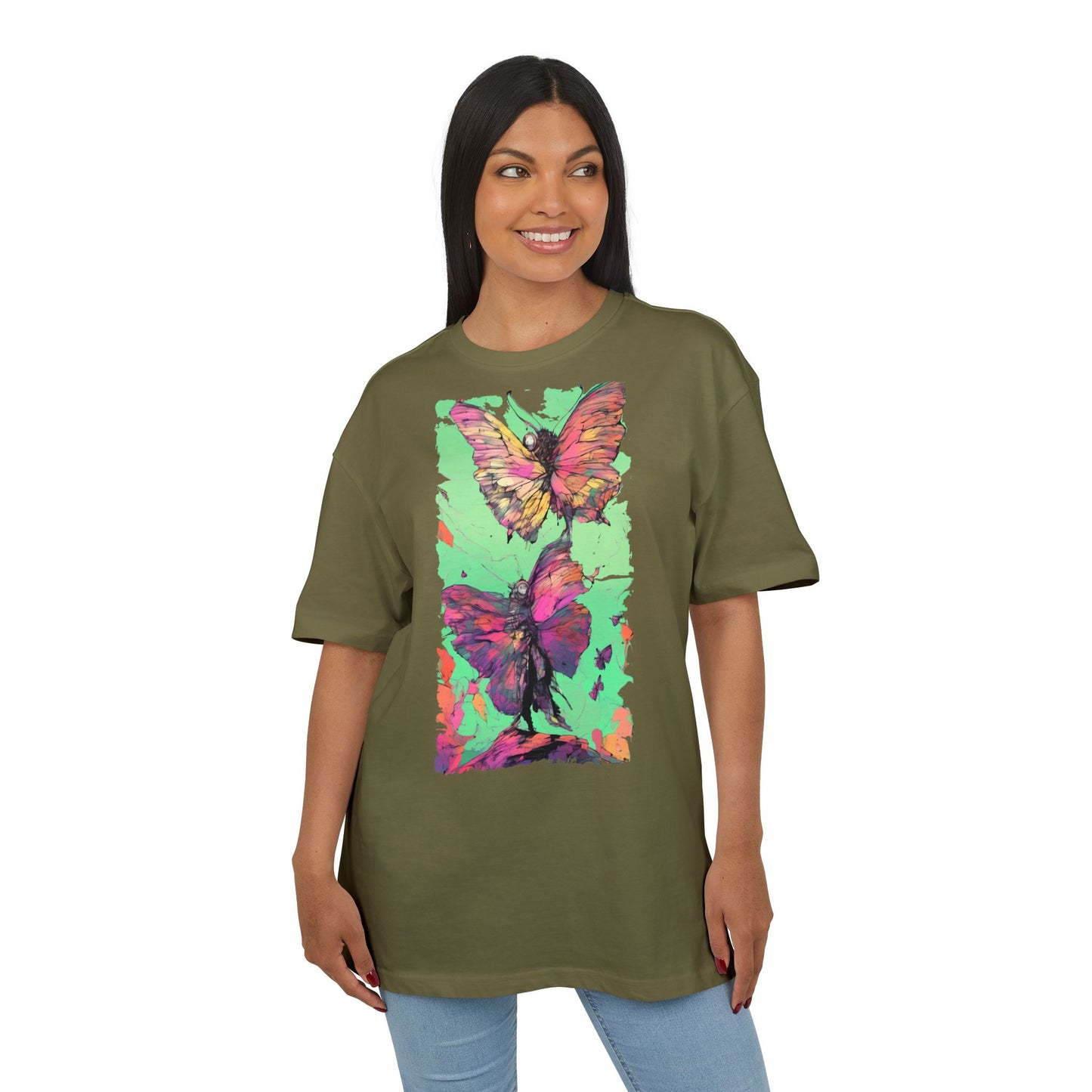 Colorful Butterfly Oversized Tee | Boho Style Tee, Spring Fashion, Nature Lover Gift, Festival Wear, Unique Graphic Shirt