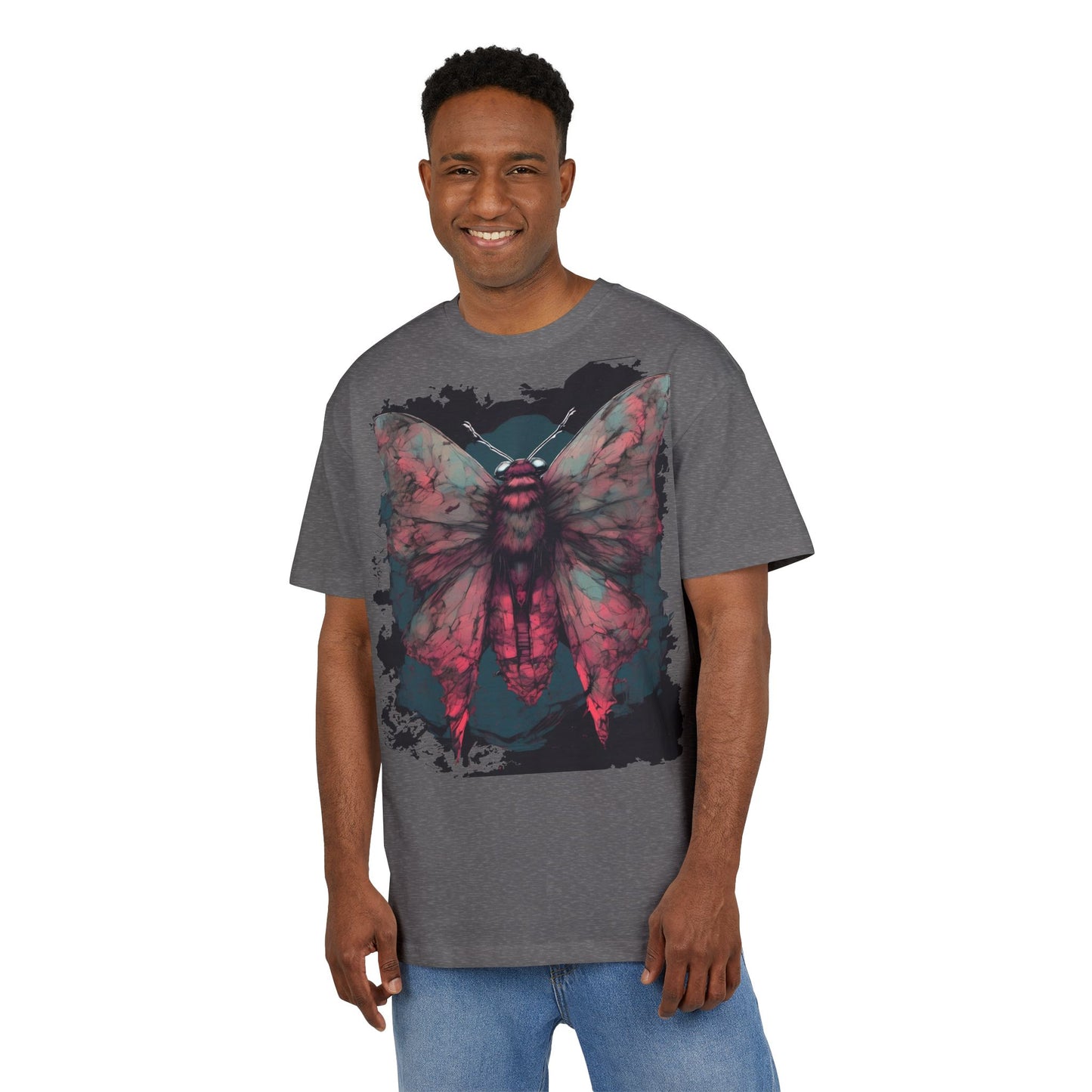 Aesthetic Moth Graphic Oversize Tee, Casual Style Shirt, Unique Gift, Eco-Print Tee, Art Lover Fashion, Nature-Inspired Top