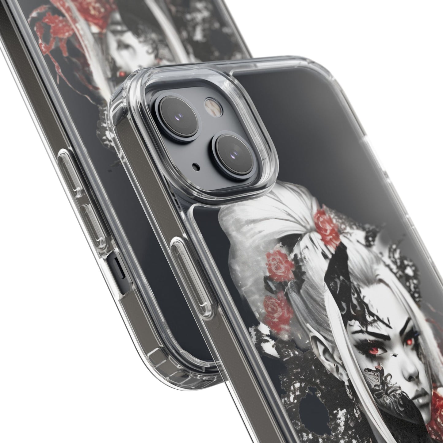 Artistic Clear Phone Case with Floral Design