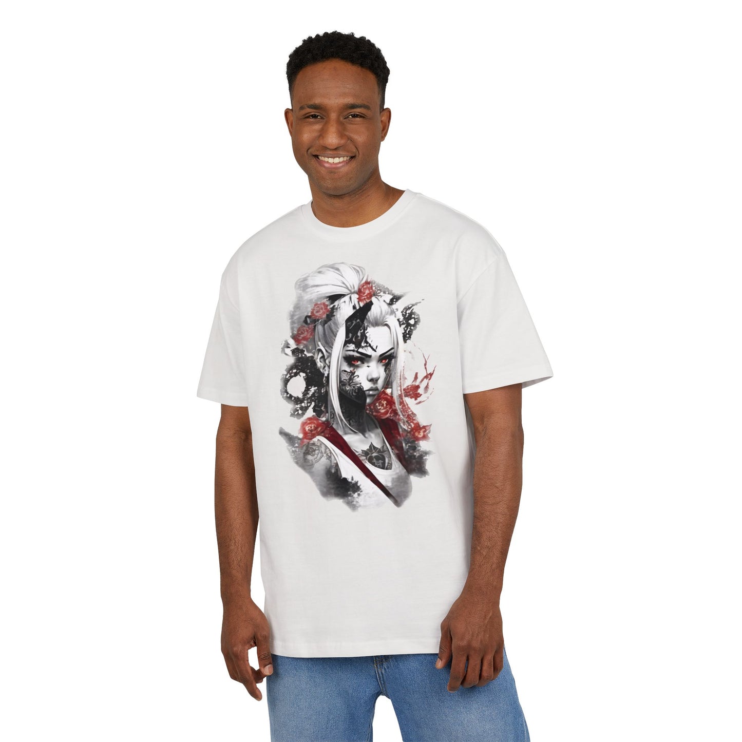 Artistic Unisex Heavy Oversize Tee - Bold Floral Graphics