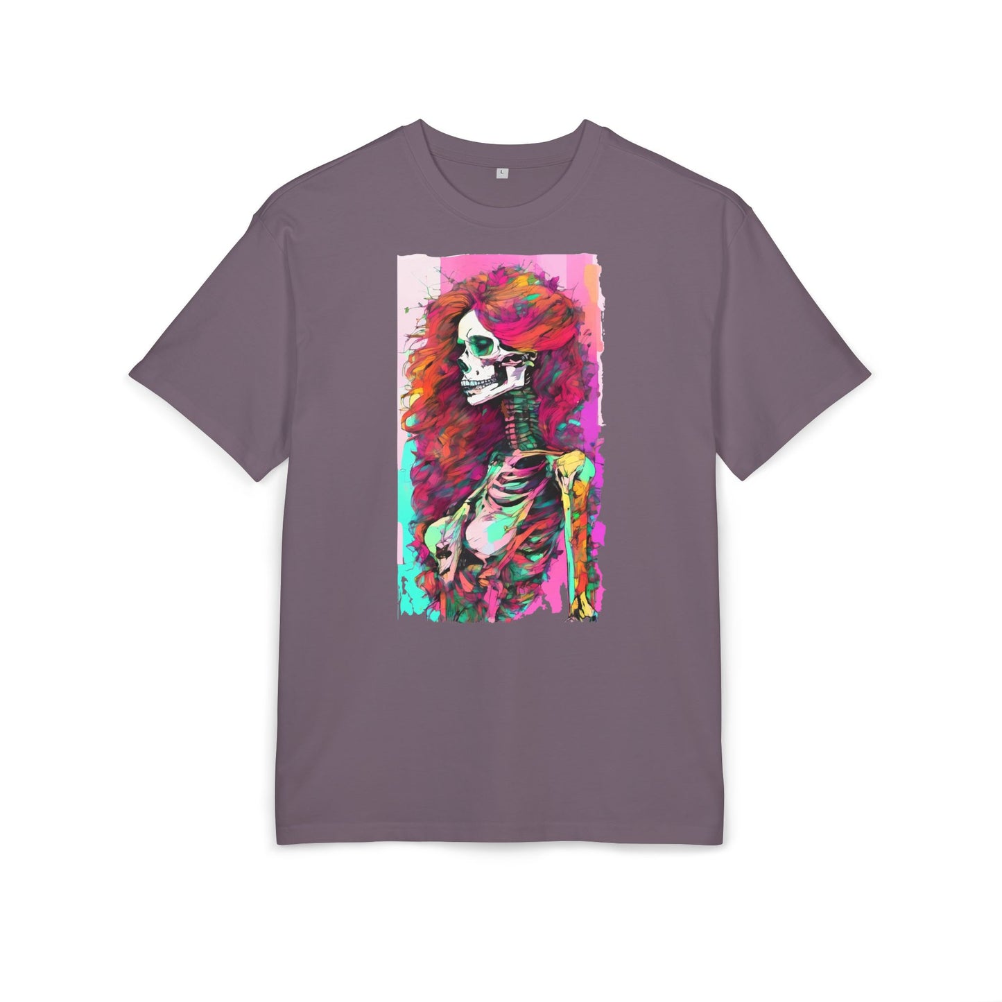 Vibrant Skeleton Art Unisex Heavy Oversize Tee, Halloween Shirt, Statement Tee, Graphic Tee, Casual Wear, Gift