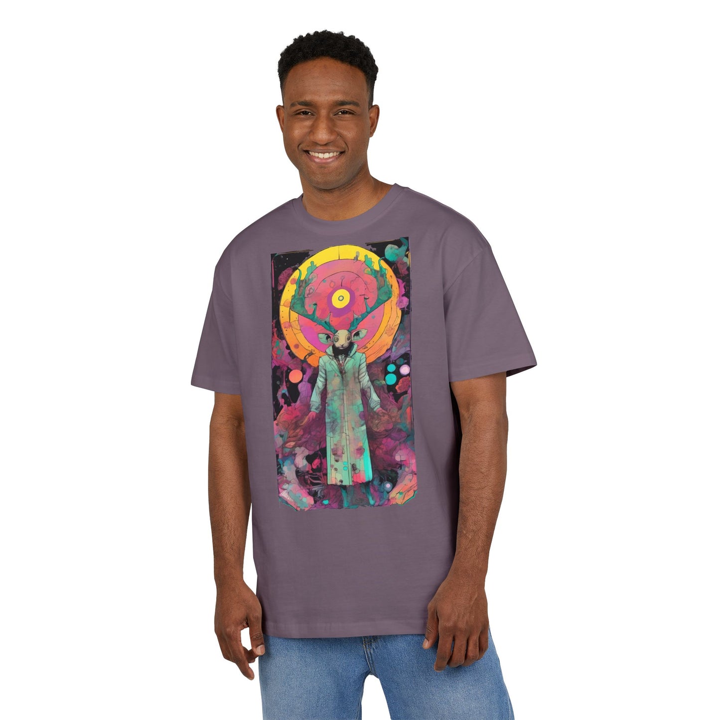 Vibrant Artistic Oversize Tee - Unisex Heavyweight T-Shirt, Bohemian Style, Gift for Art Lovers, Festival Wear, Casual Chic