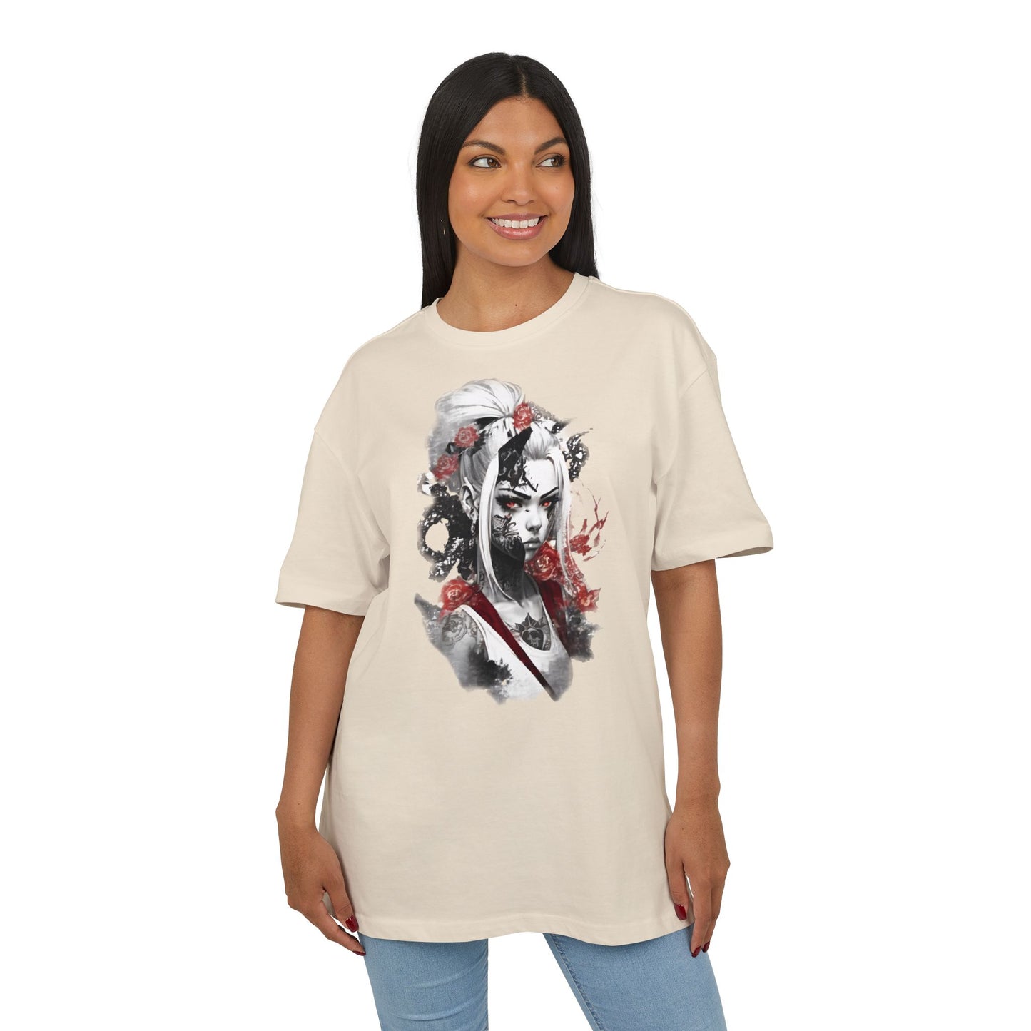 Artistic Unisex Heavy Oversize Tee - Bold Floral Graphics
