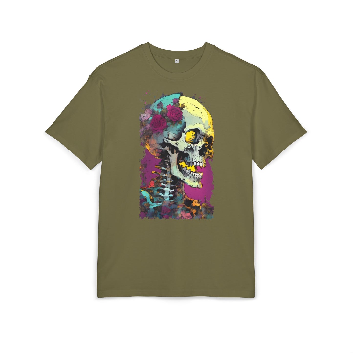 Colorful Skull Oversize Tee, Unisex Graphic Shirt, Edgy Streetwear, Casual Summer Top, Halloween Costume, Gift for Art Lovers