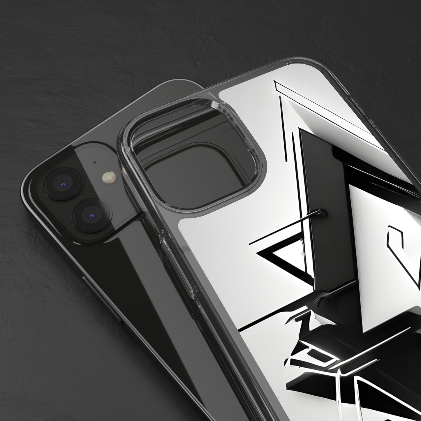 Clear Phone Case with Abstract Edgy Design Print