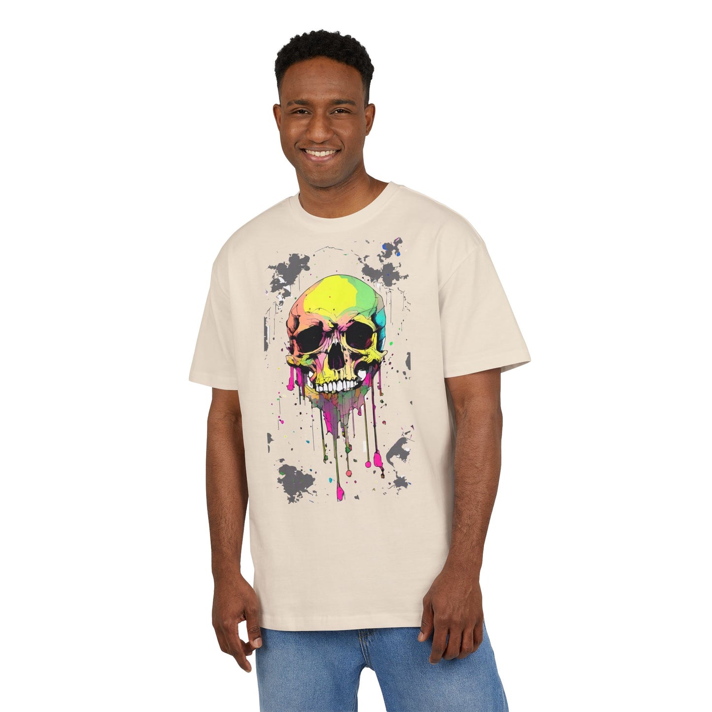 Colorful Skull Oversized Tee - Edgy Graphic Shirt for Casual Wear, Street Style, Gifts, etc.