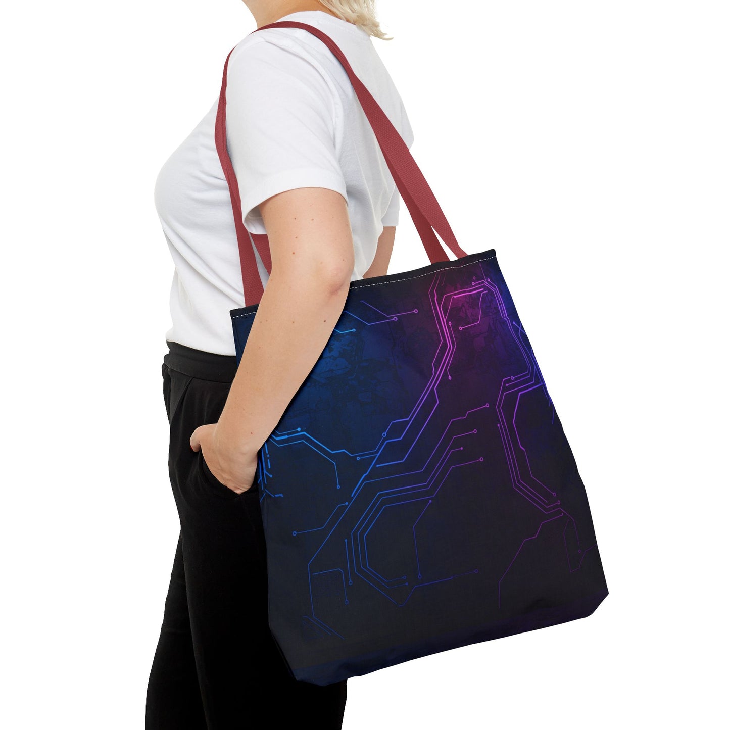 Futuristic Circuit Design Tote Bag | Tech Lover Gift, Stylish Shopping Bag, Geek Chic Tote, AOP Carryall, Unique Gift Idea