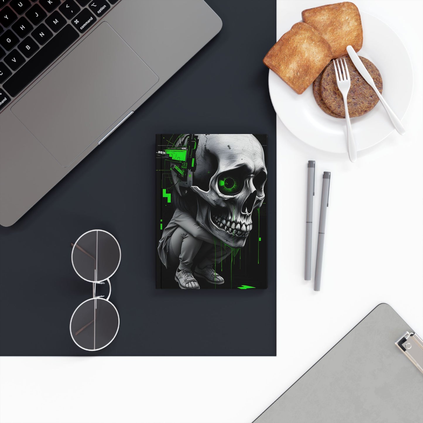 Gothic Skull Journal - Dark Aesthetic Hard Cover Notebook for Creatives, Gift for Halloween, Writing, Art, Punk Lovers