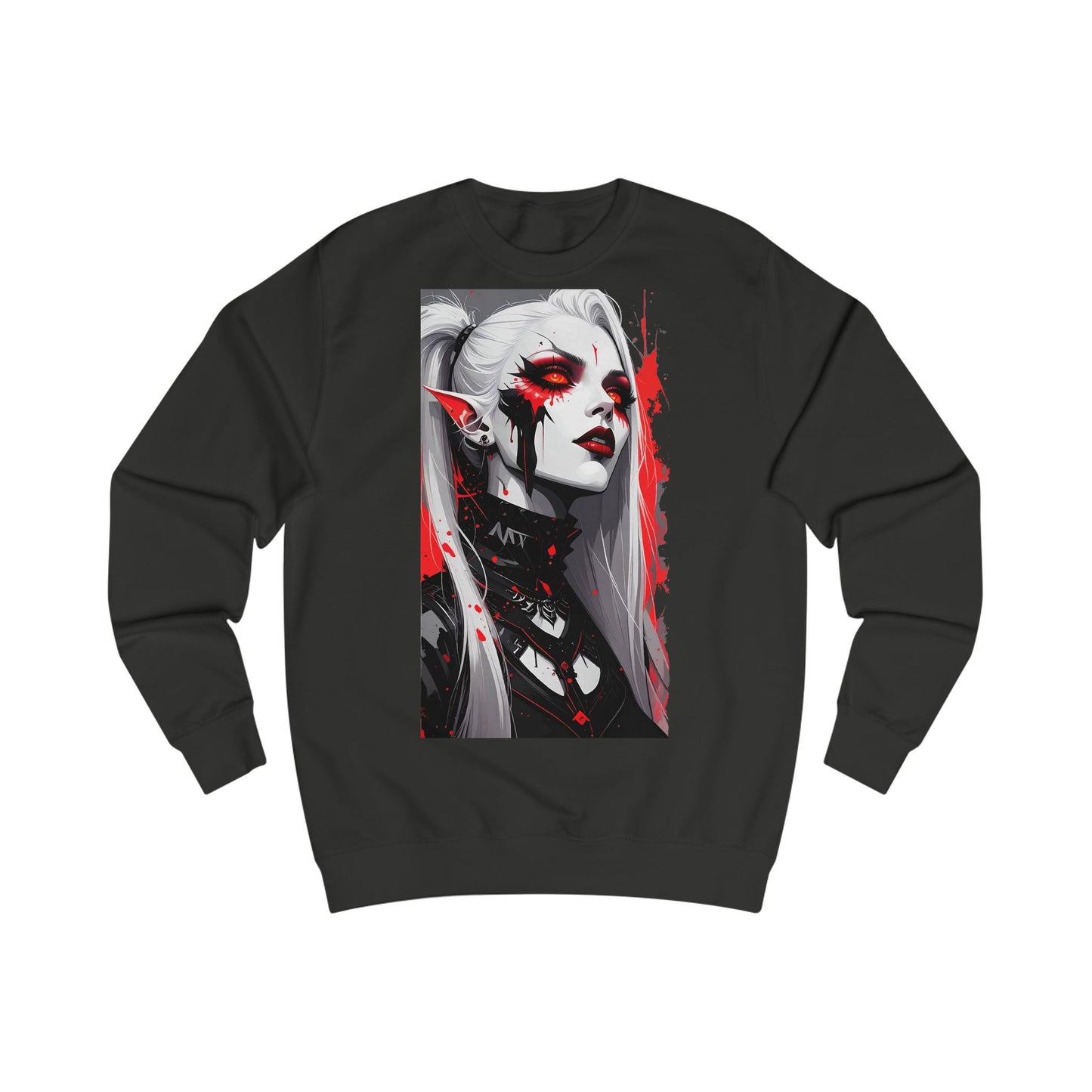 Edgy Graphic Sweatshirt with Art Design, Unisex Streetwear, Casual Fall Fashion, Gift for Art Lovers