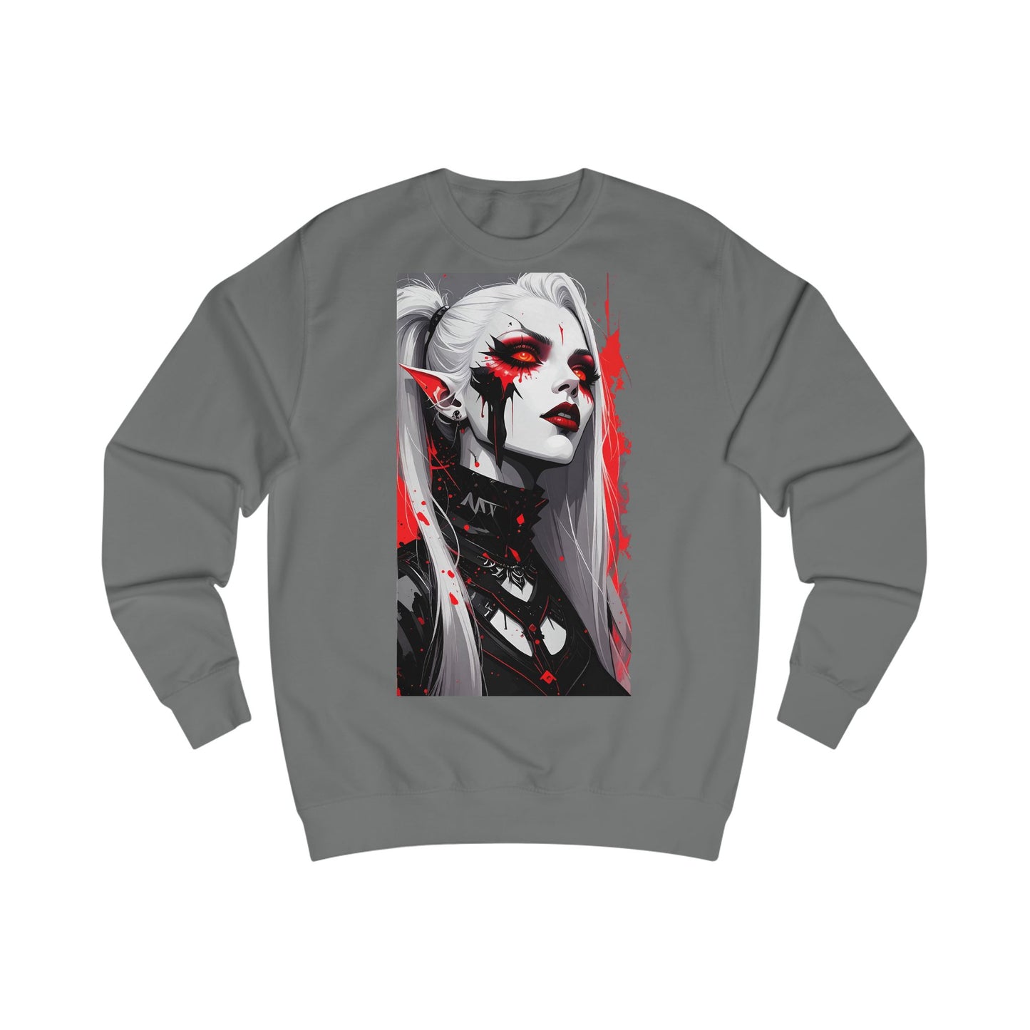 Edgy Graphic Sweatshirt with Art Design, Unisex Streetwear, Casual Fall Fashion, Gift for Art Lovers