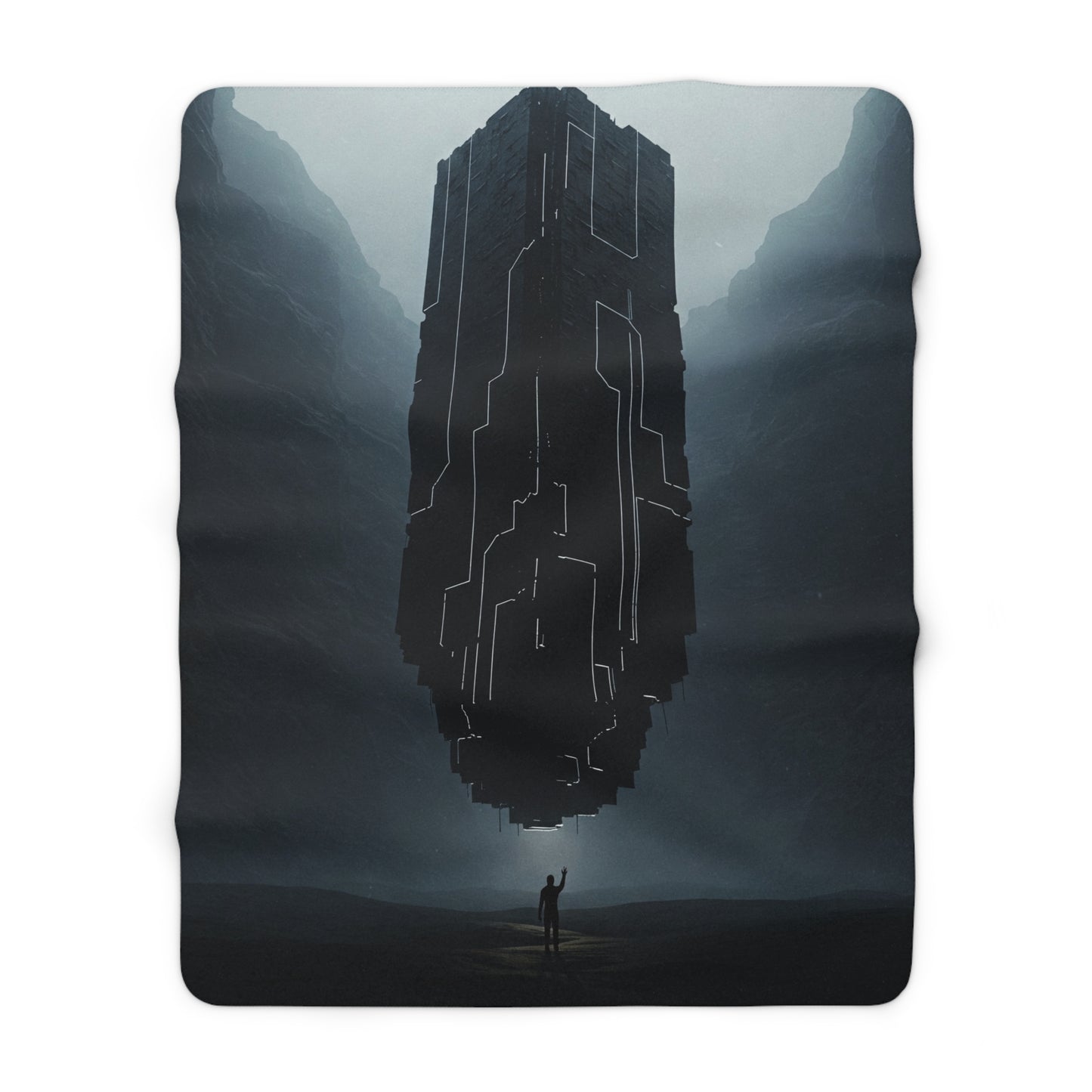 Cosmic Sherpa Fleece Blanket - Futuristic Design for Home Comfort