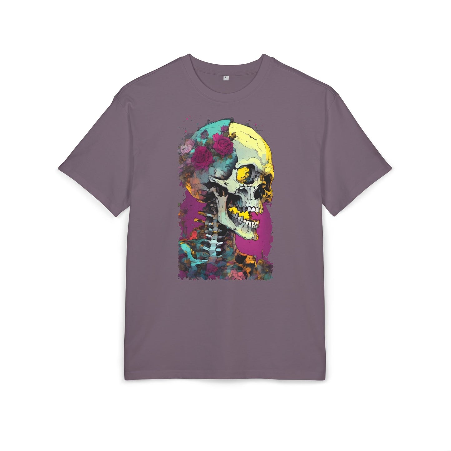 Colorful Skull Oversize Tee, Unisex Graphic Shirt, Edgy Streetwear, Casual Summer Top, Halloween Costume, Gift for Art Lovers