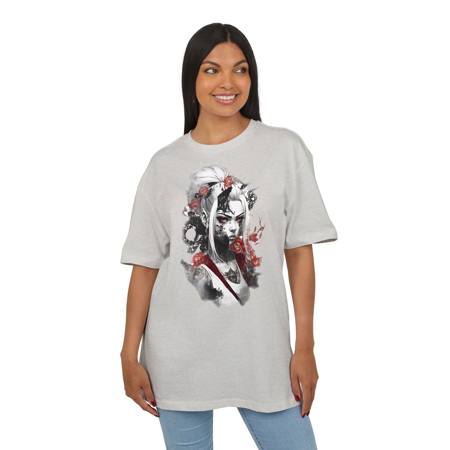 Artistic Unisex Heavy Oversize Tee - Bold Floral Graphics