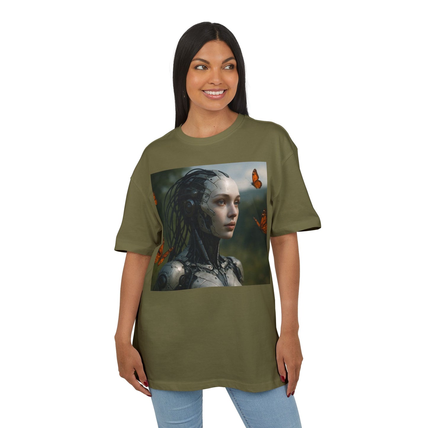 Futuristic Robot Graphic Tee, Oversize T-Shirt, Unisex Relaxed Fit Shirt, Casual Wear, Gift for Tech Lovers