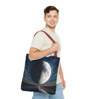 Lunar Dreams Tote Bag, Cosmic Canvas Bag, Astrology Gift, Celestial Purse, Boho Moon Tote, Night Sky Shopping Bag