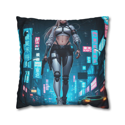 Futuristic Cyberpunk Pillowcase, Cozy Home Decor, Modern Sofa Cushion, Unique Gift for Gamers, Bedroom Accent
