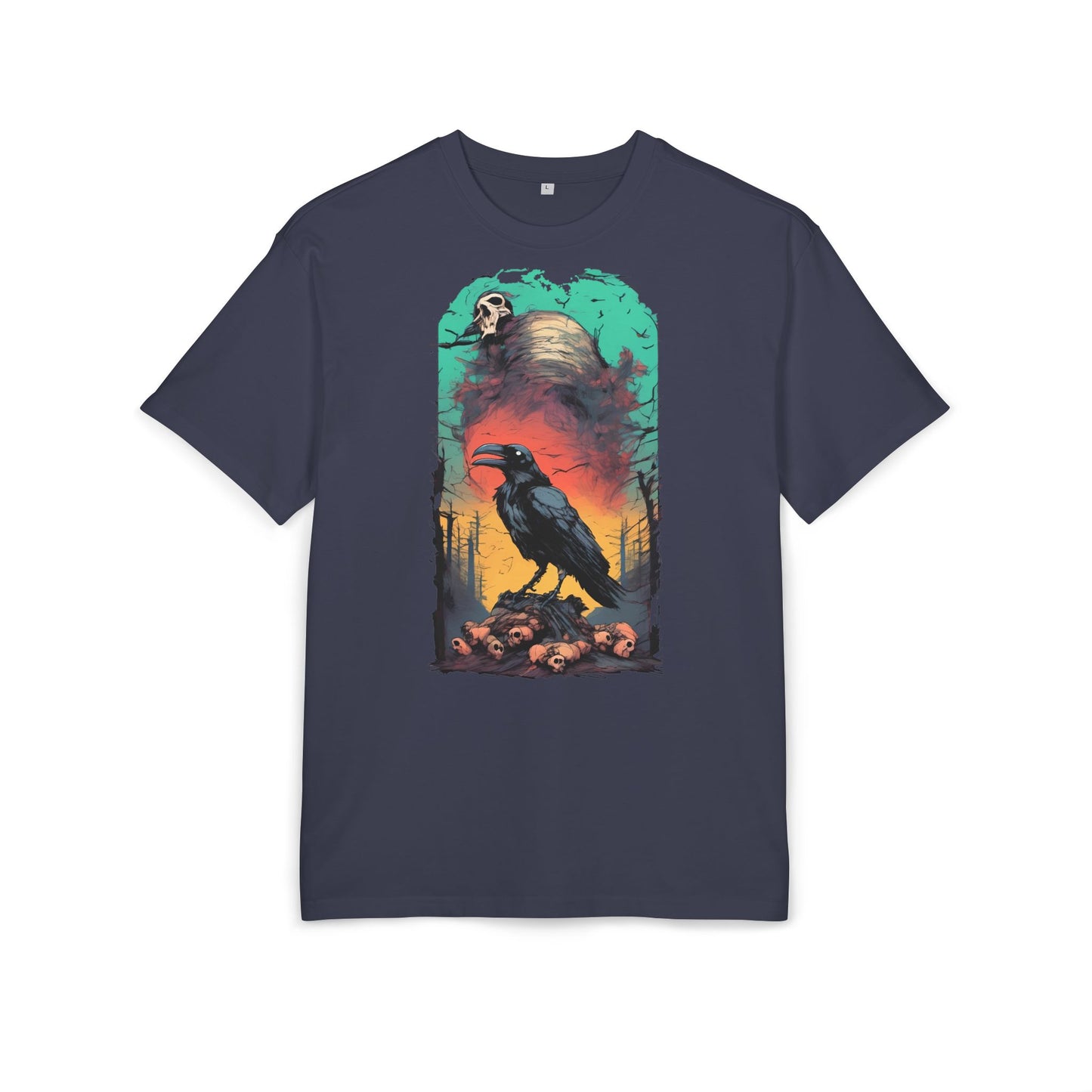 Mystical Raven Oversize Tee: Boho Style, Unisex Graphic T-Shirt for Nature Lovers, Festival Wear, Halloween, Gift Ideas
