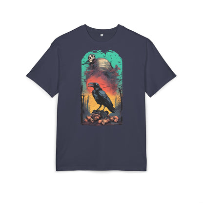 Mystical Raven Oversize Tee: Boho Style, Unisex Graphic T-Shirt for Nature Lovers, Festival Wear, Halloween, Gift Ideas