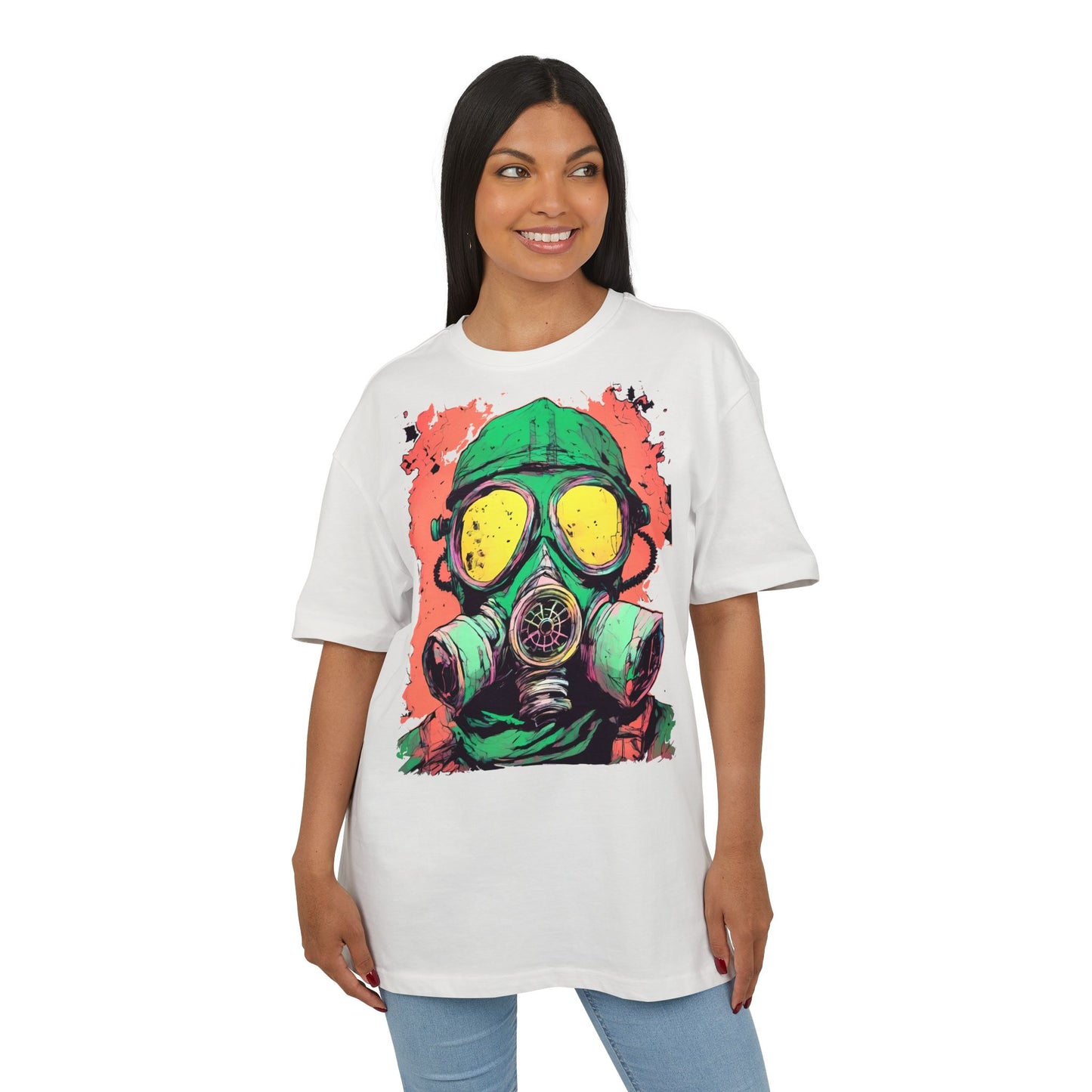 Retro Gas Mask Unisex Heavy Oversize Tee, Streetwear T-Shirt, Unique Graphic Tee, Festival Fashion, Cool Casual Wear