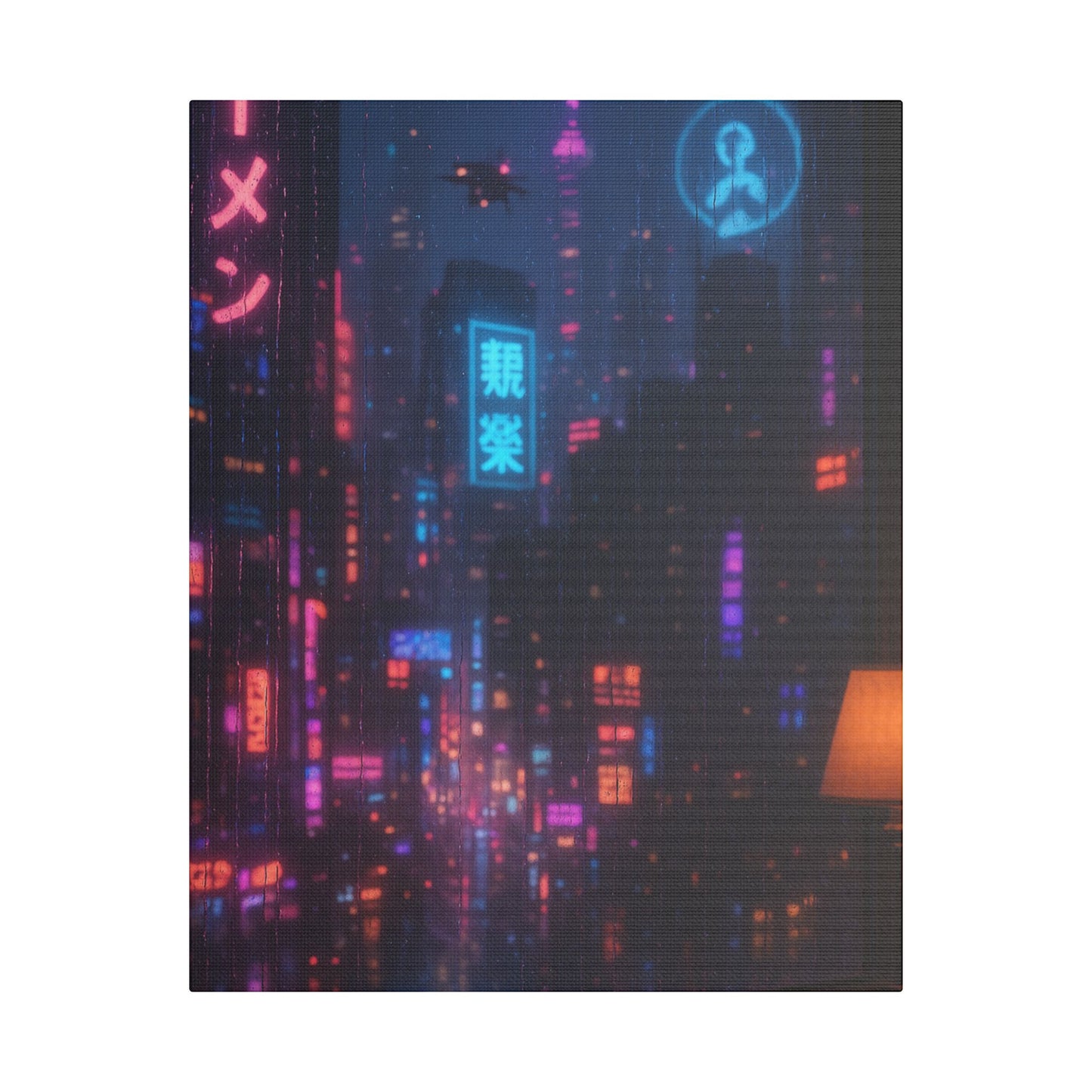 Urban Neon Art Canvas, Modern Wall Decor, Cyberpunk Artwork, Home Office Decoration, Gallery Style Print