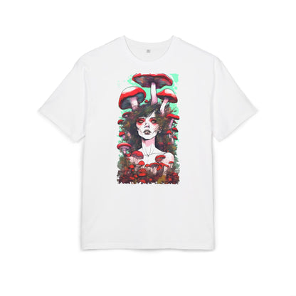 Mystical Mushroom Art Oversize Tee | Unisex Heavy Tee, Boho Style Shirt, Nature Lover Gift, Festival Wear, Graphic Tee, Eco-Friendly Fashion
