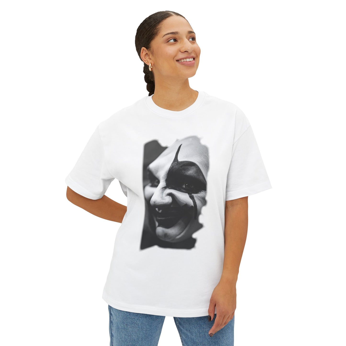 Spooky Emoji Boxy Tee | Oversized T-Shirt, Halloween Apparel, Casual Wear, Unique Graphic Design, Unisex T-Shirt