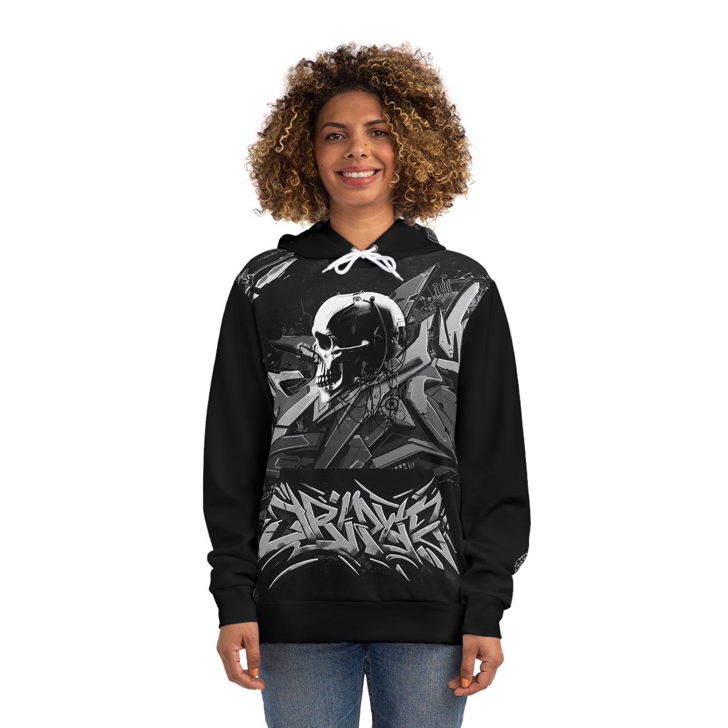 Urban Graphic Hoodie with Skull & Street Art Design