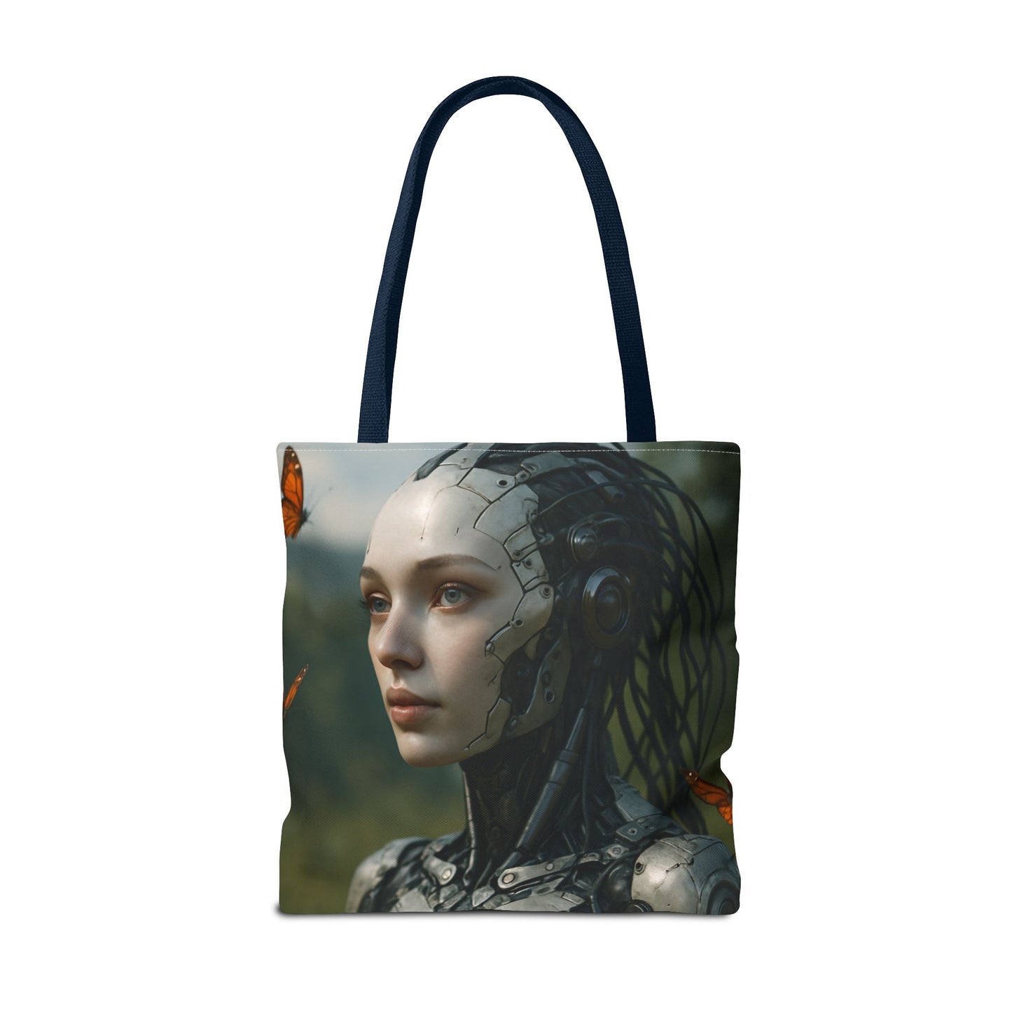 Futuristic Nature-Inspired Tote Bag, Eco-Friendly Bag, Gift for Tech Lovers, Reusable Shopping Bag, Art Tote for Nature Enthusiasts