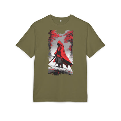 Stylish Unisex Heavy Oversize Tee - Red Hooded Figure Design, Graphic Tee, Casual Wear, Streetwear, Gifts for Men and Women