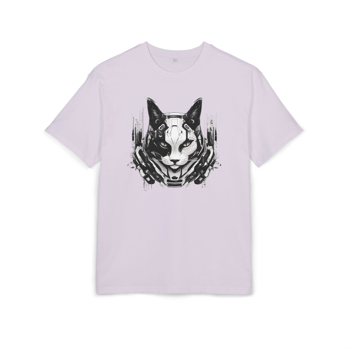 Cyber Cat Graphic Tee - Unisex Oversized T-Shirt, Cool Streetwear, Gift for Cat Lovers, Futuristic Design, Casual Everyday Wear