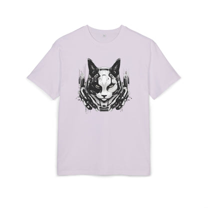 Cyber Cat Graphic Tee - Unisex Oversized T-Shirt, Cool Streetwear, Gift for Cat Lovers, Futuristic Design, Casual Everyday Wear