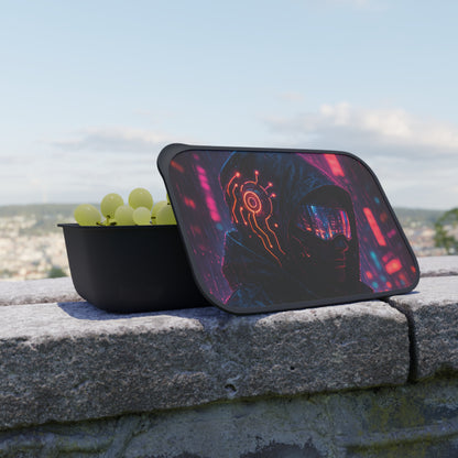 Cyberpunk Themed Bento Box with Utensils | Stylish Meal Prep Container, Futuristic Lunch Box, Unique Gift for Food Lovers