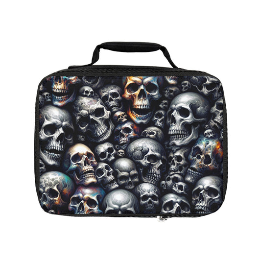 Gothic Skull Lunch Bag - Edgy Lunch Tote, Skull Pattern Insulated Bag, Dark Aesthetic Lunchbox, Halloween Gift, Unique Food Carrier