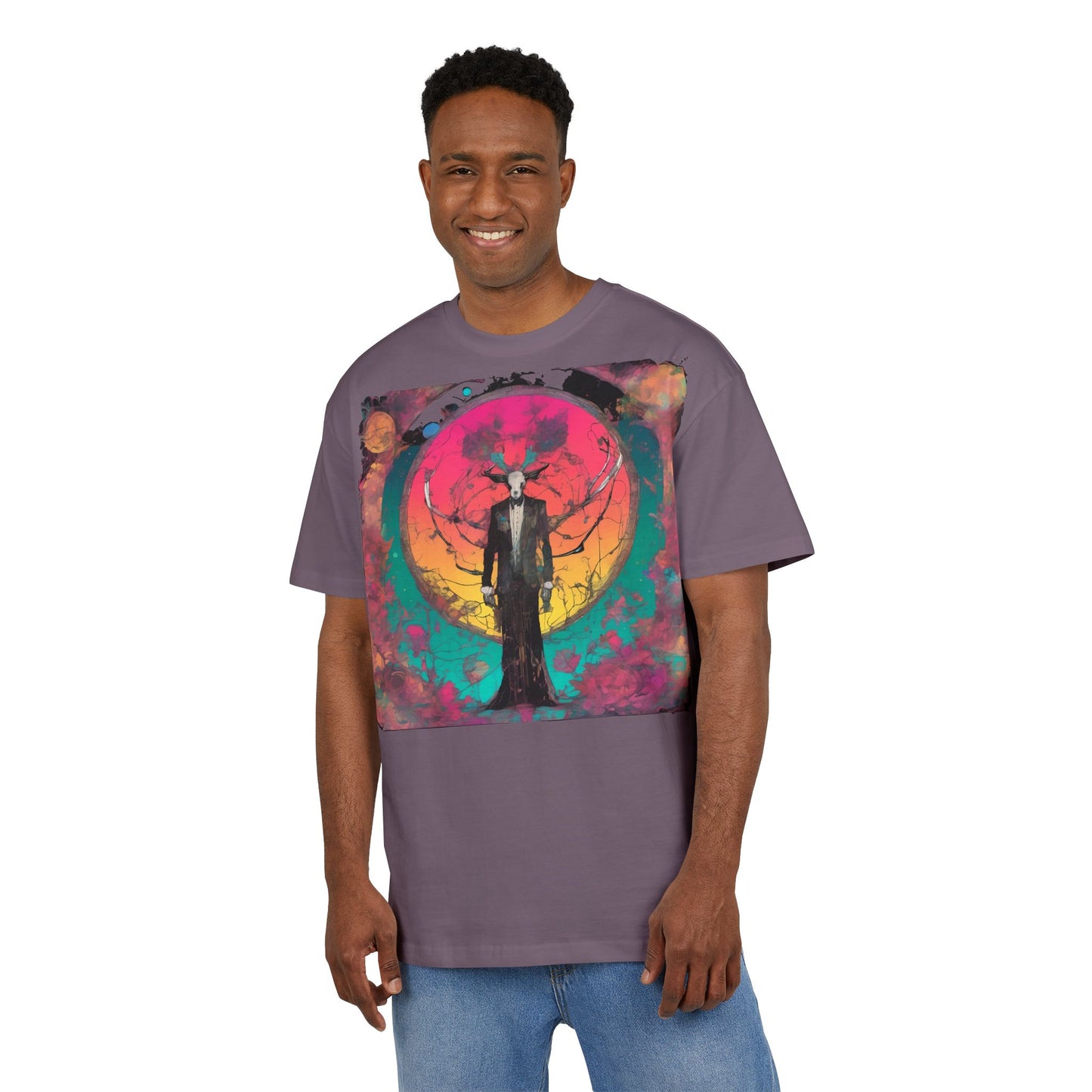 Vibrant Artistic Oversize Tee - Unisex Heavyweight T-Shirt, Bohemian Style, Gift for Art Lovers, Festival Wear, Casual Chic