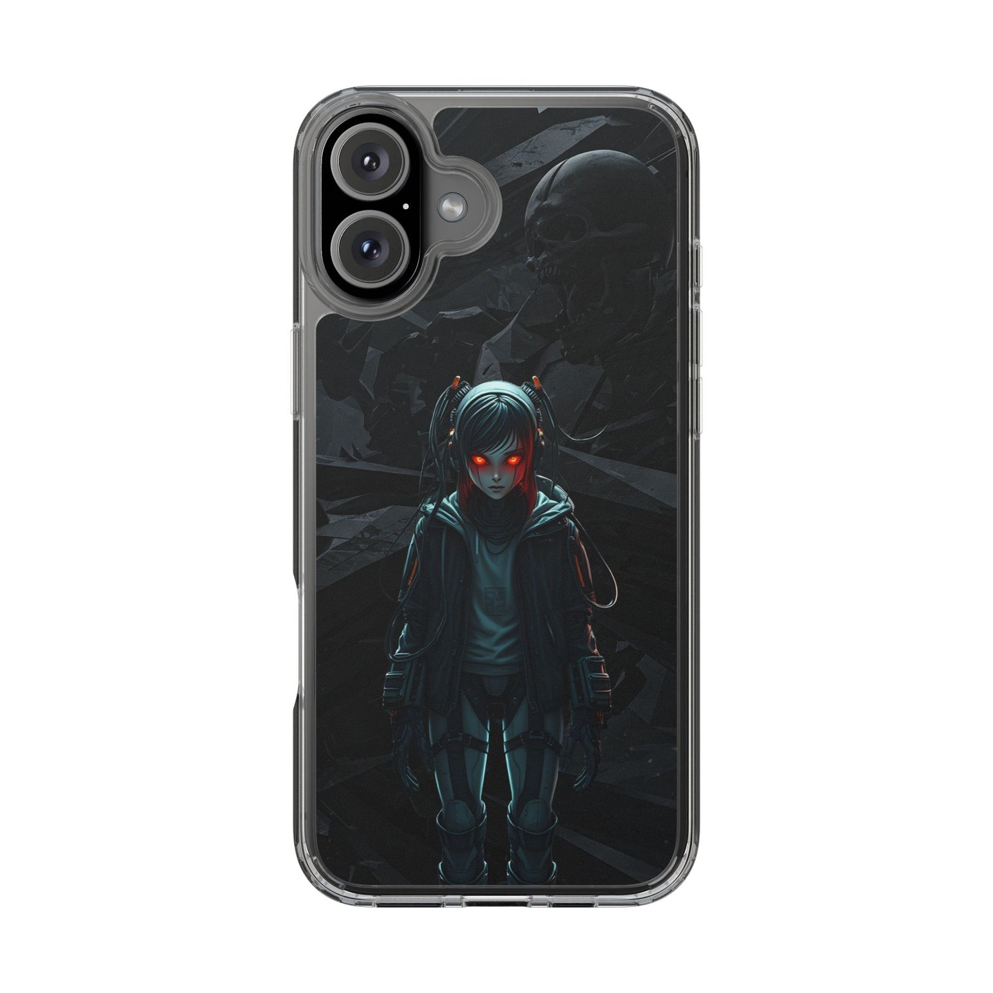 Futuristic Clear Phone Case with Cyberpunk Design - Edgy and Stylish